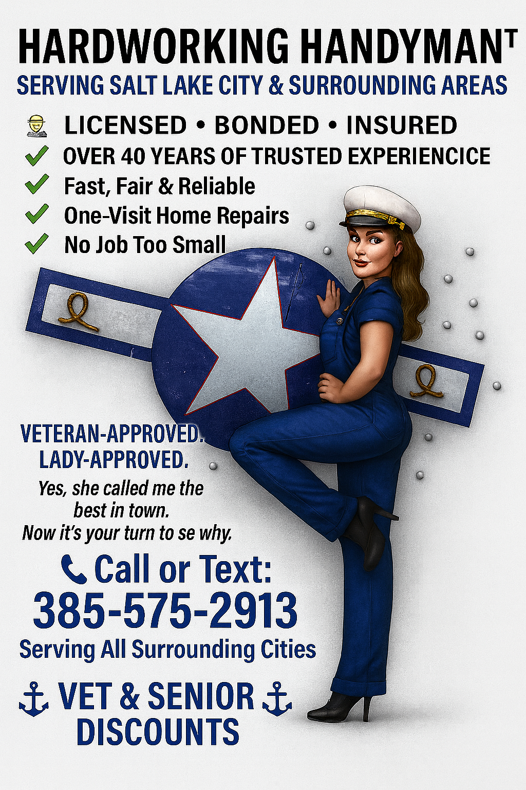 Hardworking Handyman™ — Sugar House & Surrounding Areas — Call (385) 575-2913