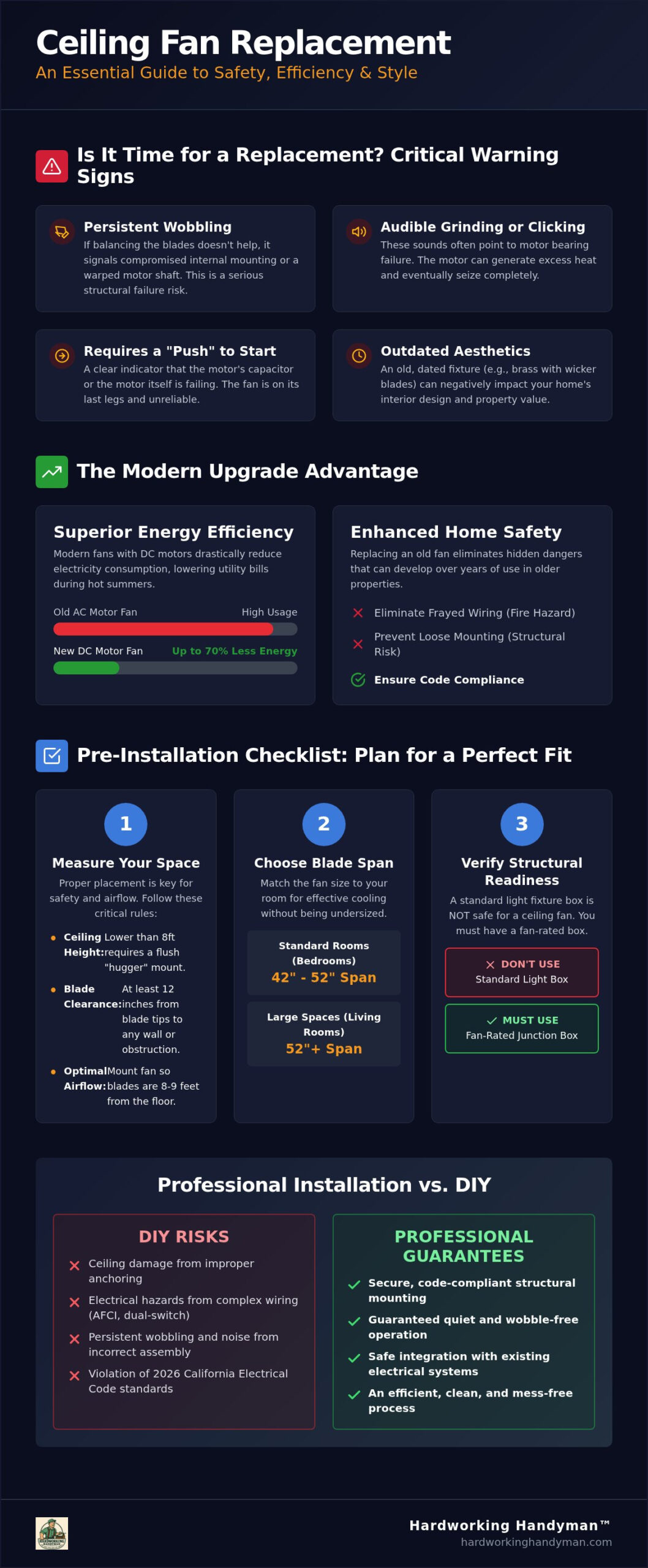 Ceiling Fan Replacement in Arcadia: Your Professional Installation Checklist